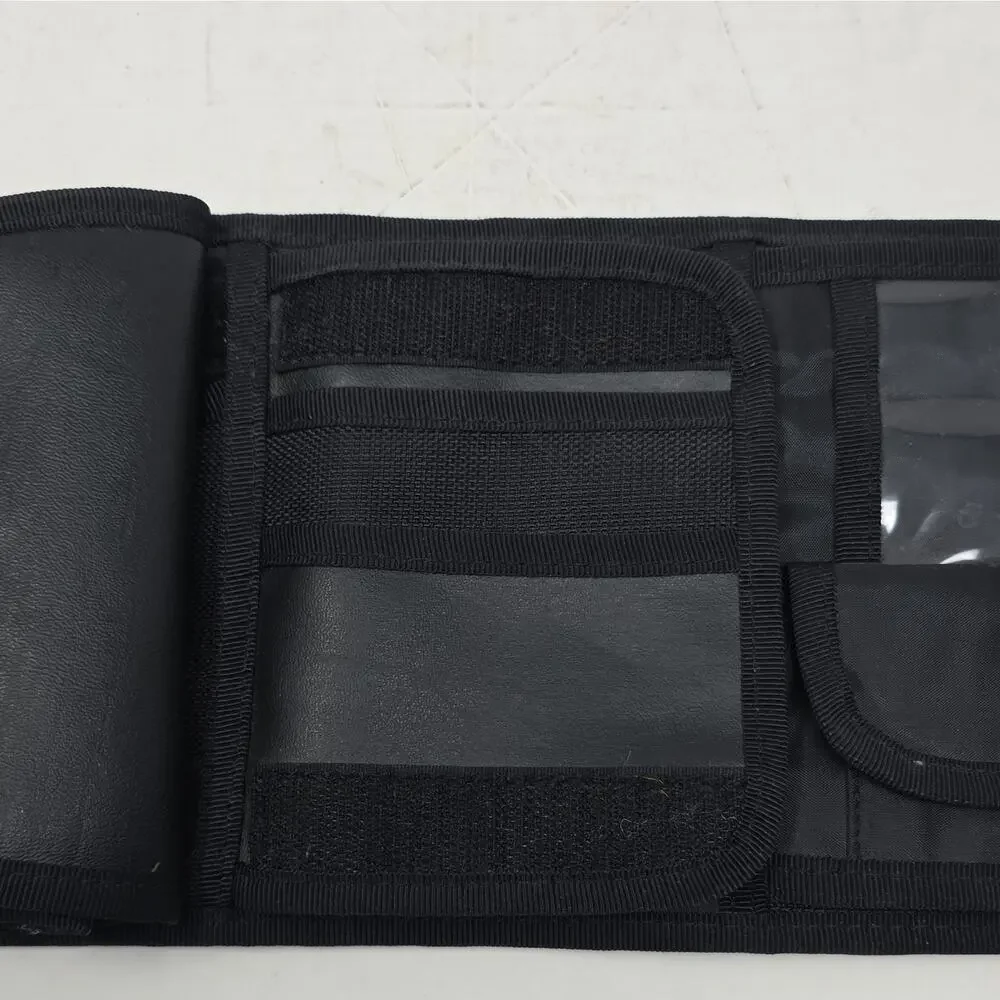 Black Fold-Out ID & Badge Holder Document Wallet, Clear ID Window, Card Slots